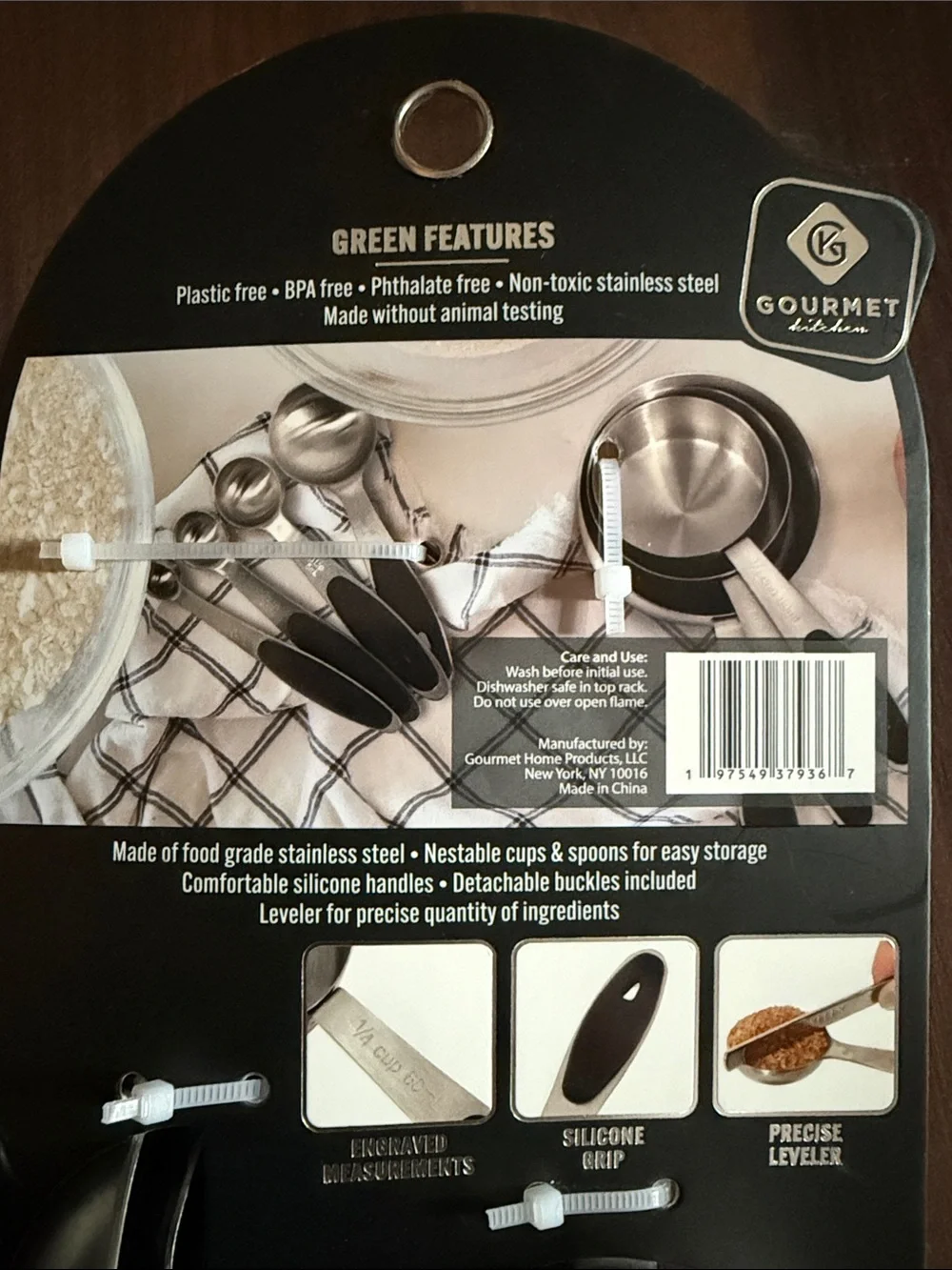 Stainless Steel Measuring Cups & Spoons Set - Black Handles